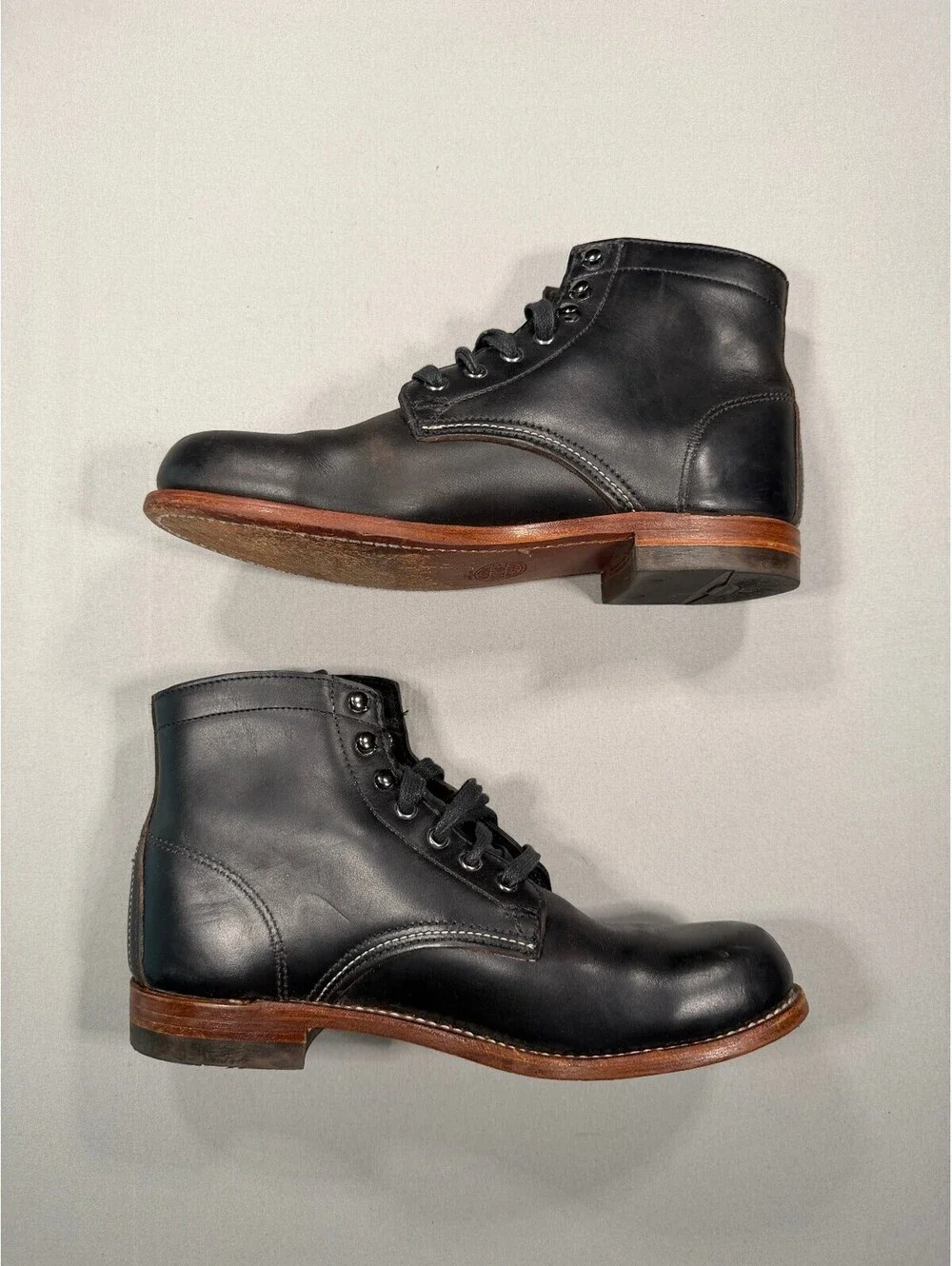 Wolverine 1000 Mile Made in USA plain toe black boots 8.5D